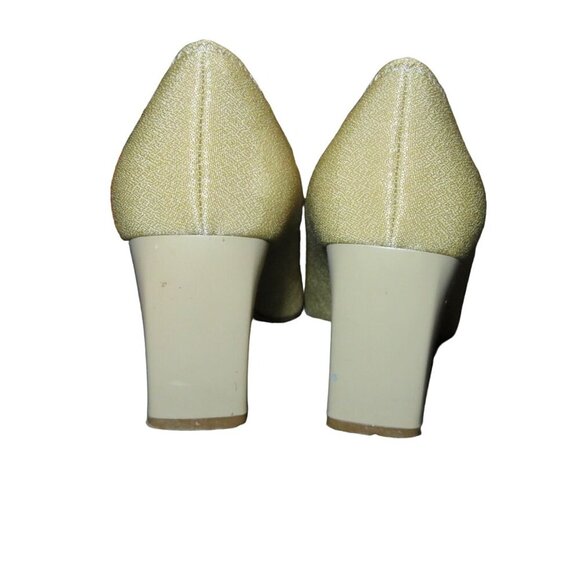 Liz Claiborne Beige Corporate 3 New York Stretch square Toe Sculpted Heel Pumps - Picture 4 of 11